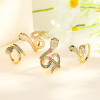 Wholesale Colorful Zircon 18K Gold Plated Animal Snake Rings Fashion Jewelry