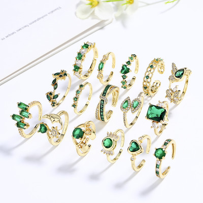 El circón verde plateado oro animal al por mayor del corazón 18K suena la joyería para mujer