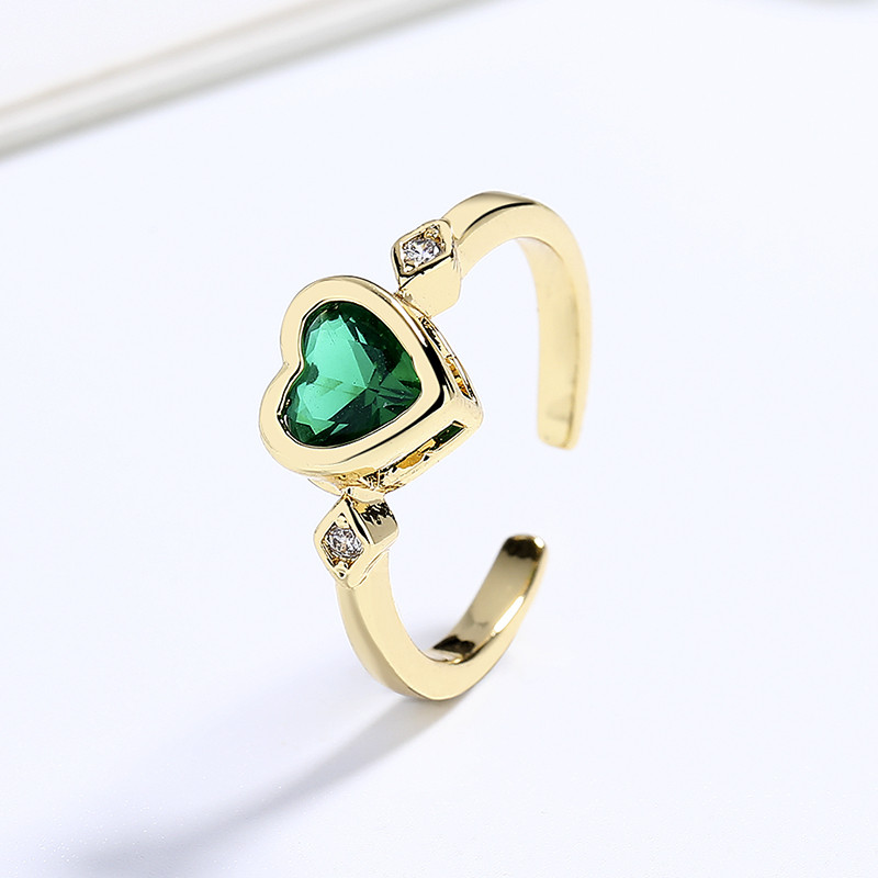 Radiant 18k Gold-Plated Colorful Zircon Heart-Shaped Ring - Wholesale