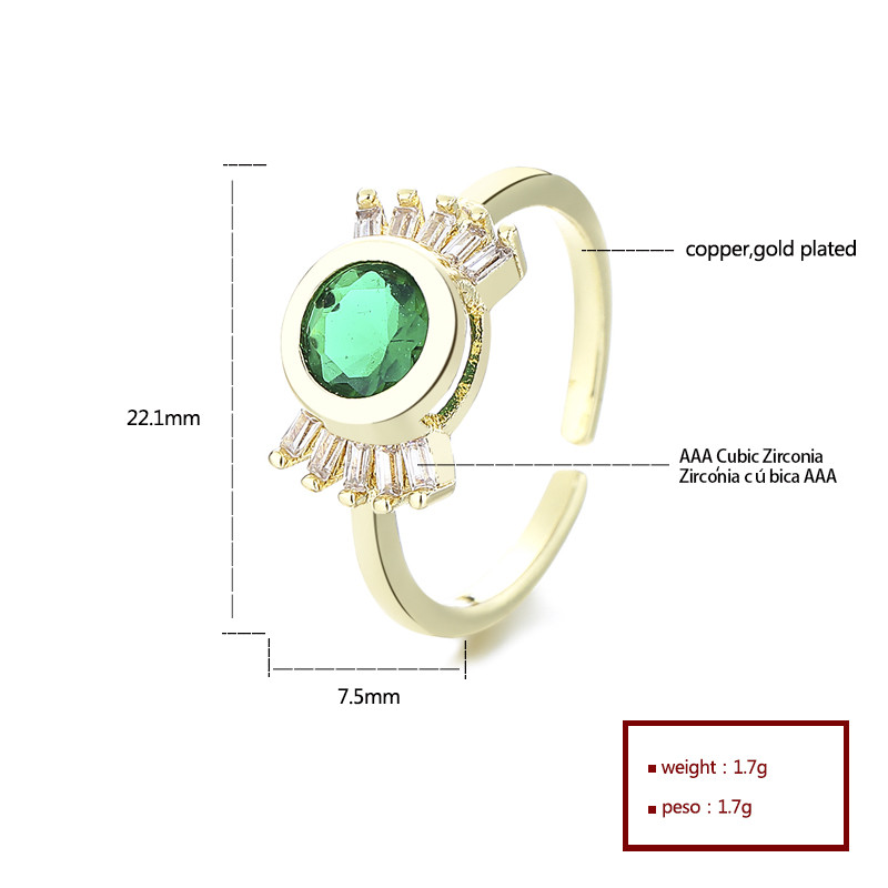 Anillo Radiante En Forma De Corazón Con Circonitas De Colores Bañado En Oro De 18k - Al Por Mayor