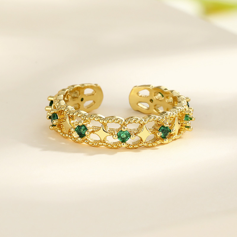 Radiant 18k Gold-Plated Colorful Zircon Heart-Shaped Ring - Wholesale