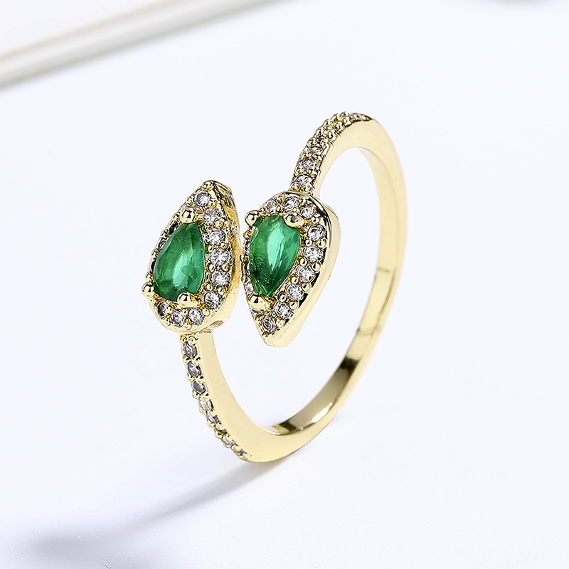 Radiant 18k Gold-Plated Colorful Zircon Heart-Shaped Ring - Wholesale