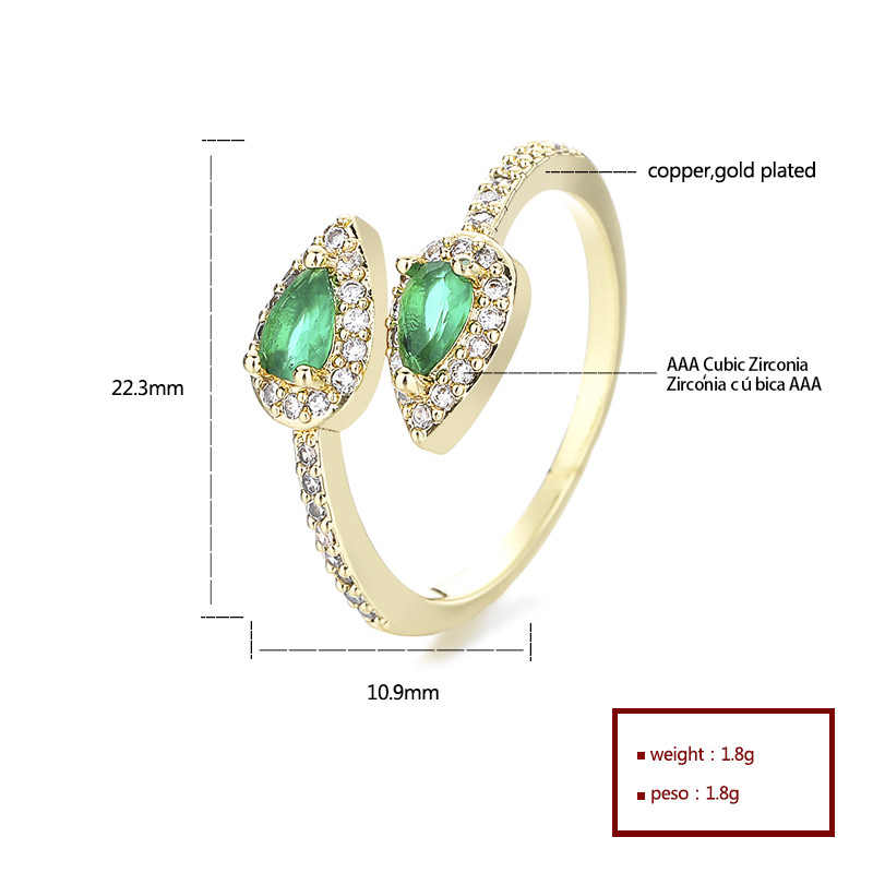 Radiant 18k Gold-Plated Colorful Zircon Heart-Shaped Ring - Wholesale