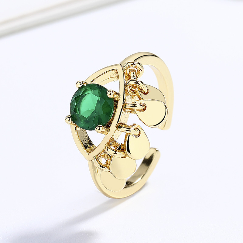 Radiant 18k Gold-Plated Colorful Zircon Heart-Shaped Ring - Wholesale