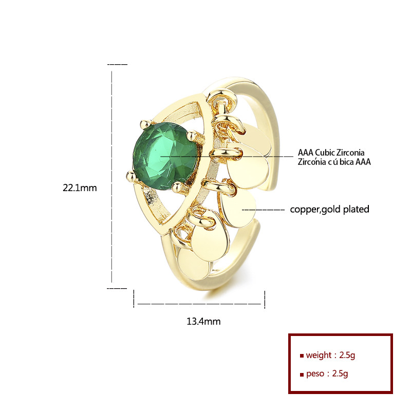 Anillo Radiante En Forma De Corazón Con Circonitas De Colores Bañado En Oro De 18k - Al Por Mayor