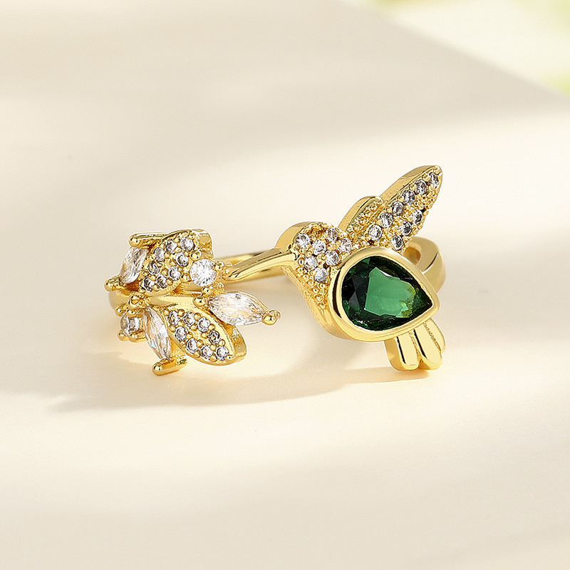 Radiant 18k Gold-Plated Colorful Zircon Heart-Shaped Ring - Wholesale