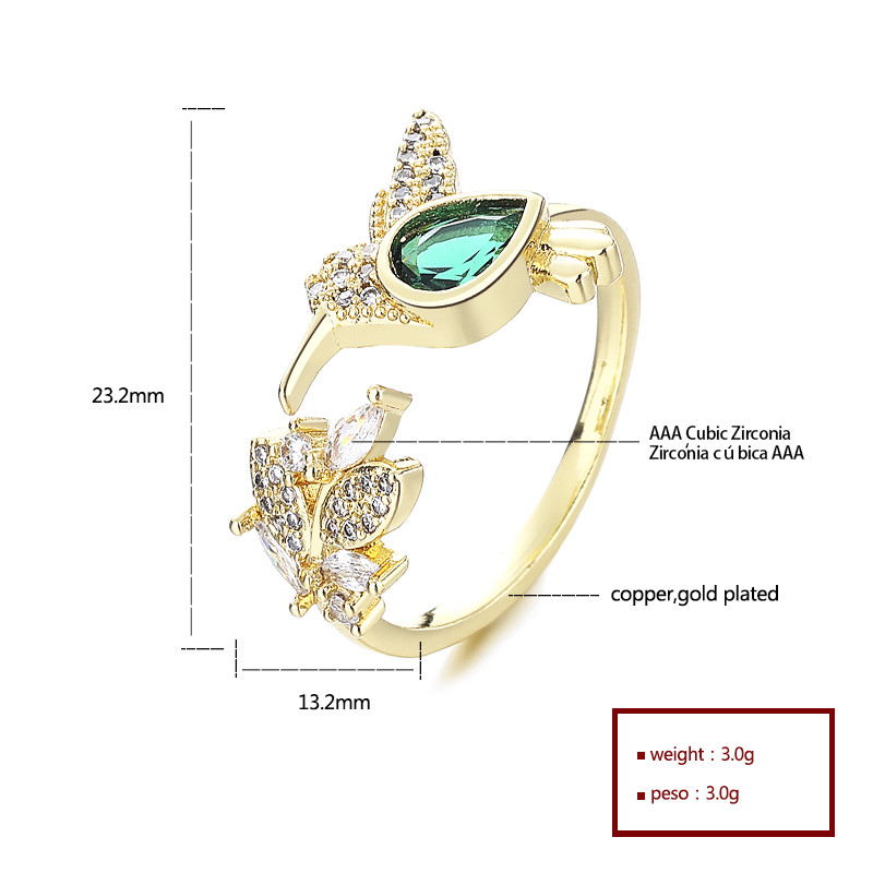 Anillo Radiante En Forma De Corazón Con Circonitas De Colores Bañado En Oro De 18k - Al Por Mayor