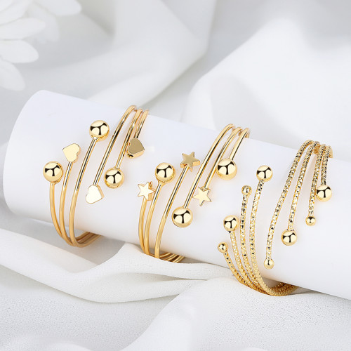 Elegance 18K Brass Goldplated Zircon Star Bracelet  Fashion Bangles Jewelry Women
