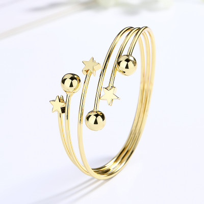 Elegance 18K Brass Goldplated Zircon Star Bracelet  Fashion Bangles Jewelry Women