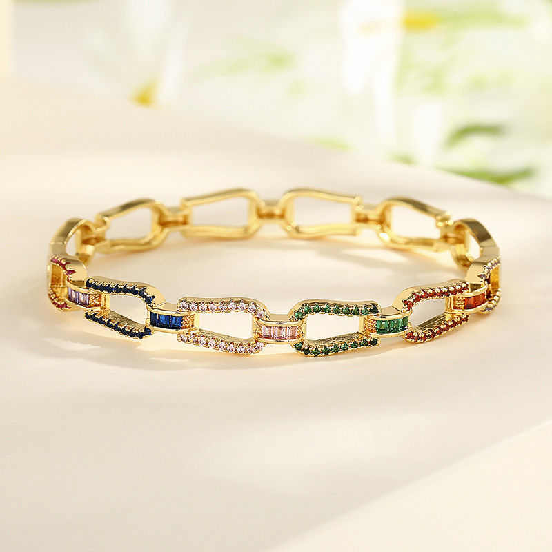 The 18K Gold-Plated Colorful Zircon Flower Bracelet