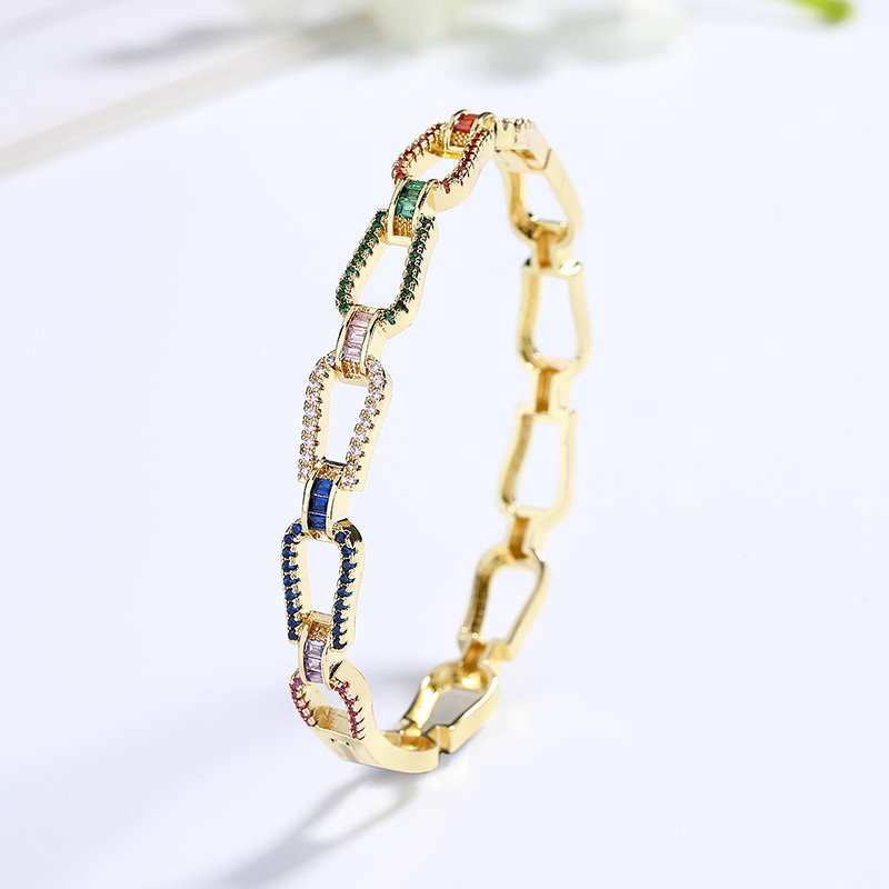 The 18K Gold-Plated Colorful Zircon Flower Bracelet