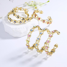 18K Brass Gold Plated Cubic Zirconia Devil'S Eye 18K Gold Plated Bangle Fashion Jewelry