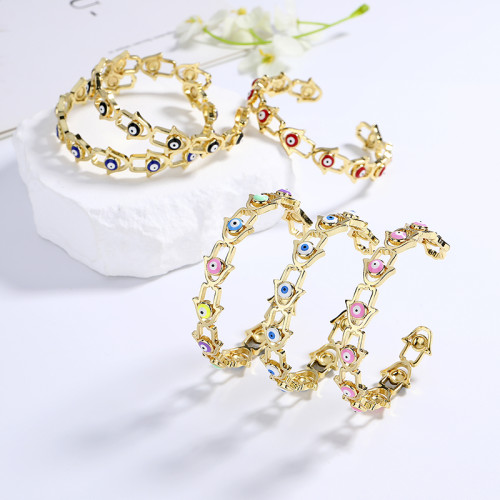 18K Brass Gold Plated Cubic Zirconia Devil'S Eye 18K Gold Plated Bangle Fashion Jewelry