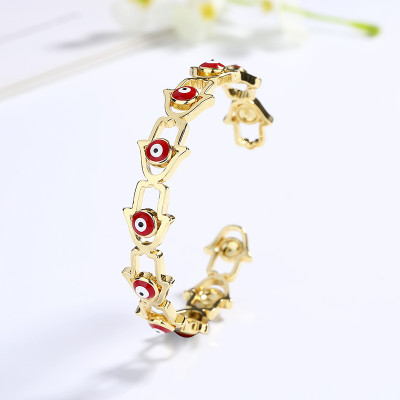 18K Brass Gold Plated Cubic Zirconia Devil'S Eye 18K Gold Plated Bangle Fashion Jewelry