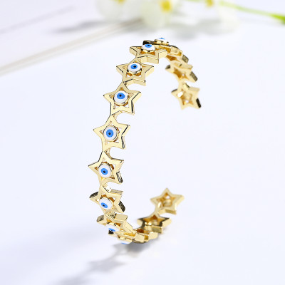 Devil'S Eye 18K Brass Gold Plated Cubic Zirconia Luxury Bracelet Bangle Fashion Jewelry