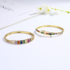 Colorburst Charm Zircon 18K Brass Gold Plated Custom Bangle Bracelet Fashion Jewelry