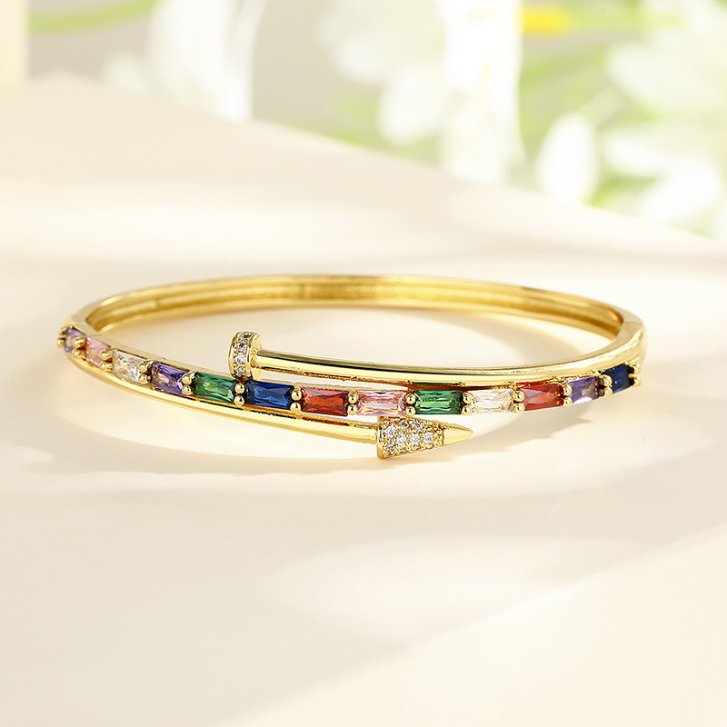 The 18K Gold-Plated Colorful Zircon Flower Bracelet