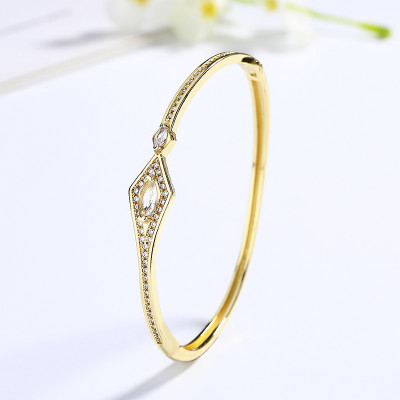 Wholesale Colorful Zircon 18K Brass Gold Plated Gold Bangle Bracelet Fashion Jewelry