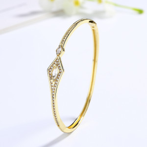 Wholesale Colorful Zircon 18K Brass Gold Plated Gold Bangle Bracelet Fashion Jewelry