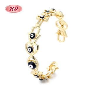 Elegance 18K Brass Gold Plated Zirconia Devil'S Eye Bangles And Braceletes Fashion Jewelry