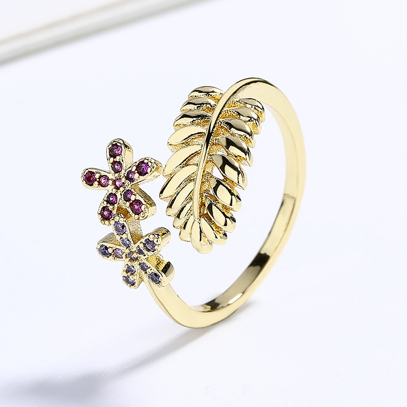 18K Gold-Plated Zircon Sunflower Ring