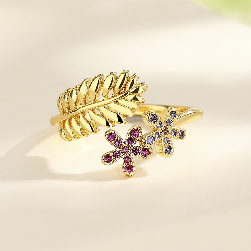 18K Gold-Plated Zircon Sunflower Ring