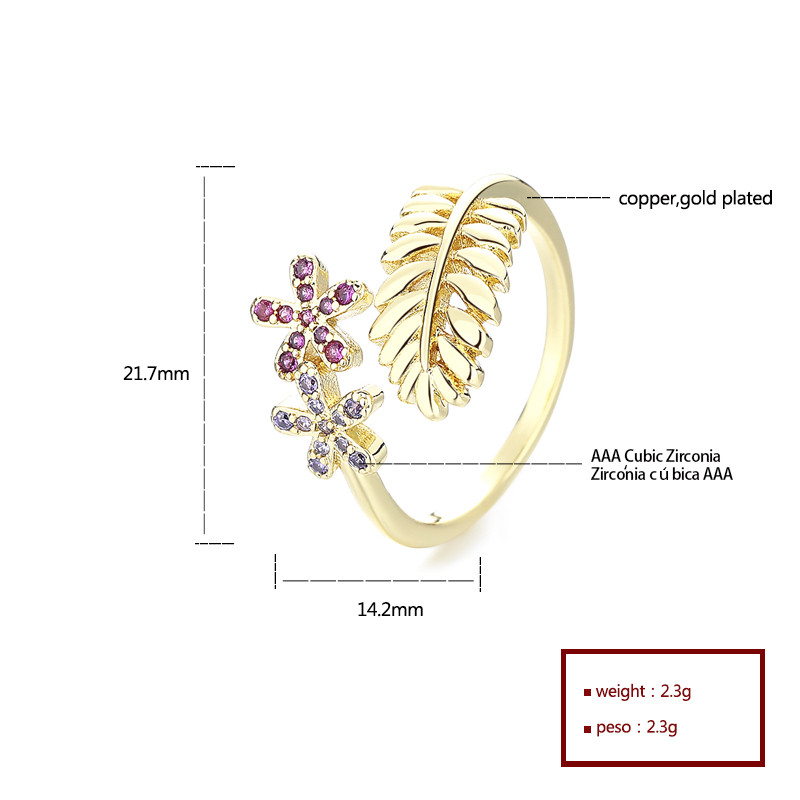 18K Gold-Plated Zircon Sunflower Ring