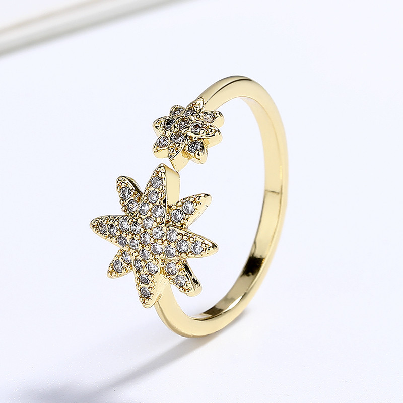 18K Gold-Plated Zircon Sunflower Ring