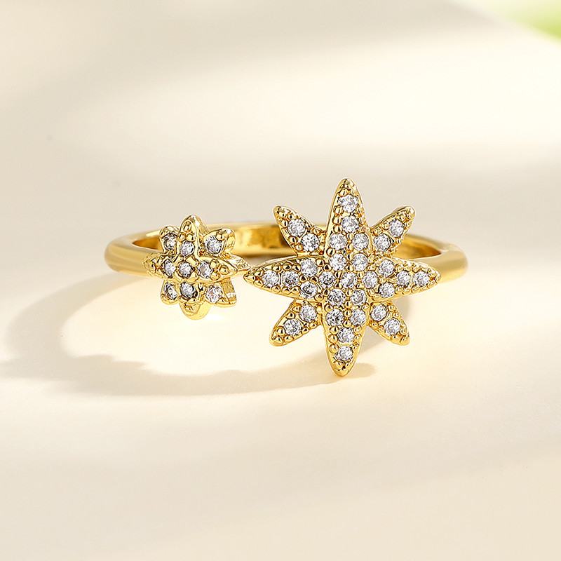 18K Gold-Plated Zircon Sunflower Ring