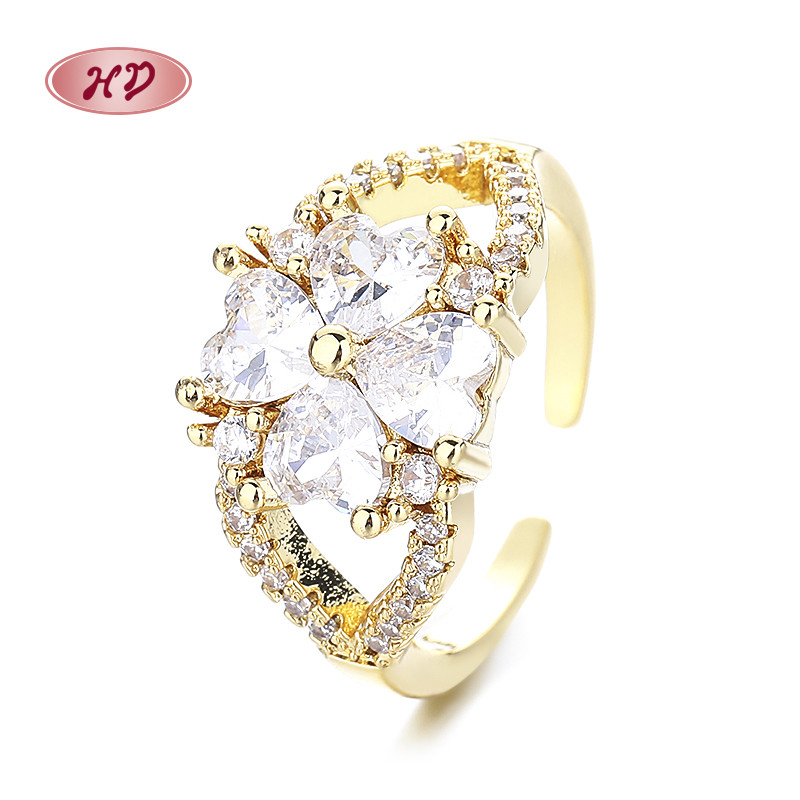 18K Gold-Plated Zircon Sunflower Ring