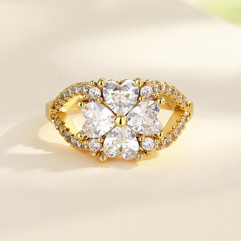 18K Gold-Plated Zircon Sunflower Ring