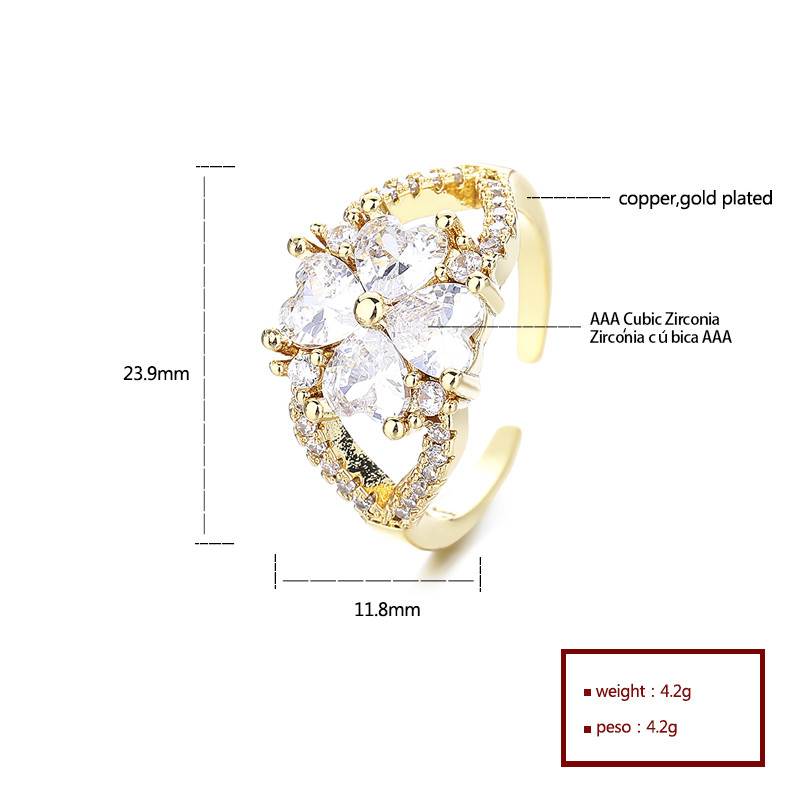 18K Gold-Plated Zircon Sunflower Ring