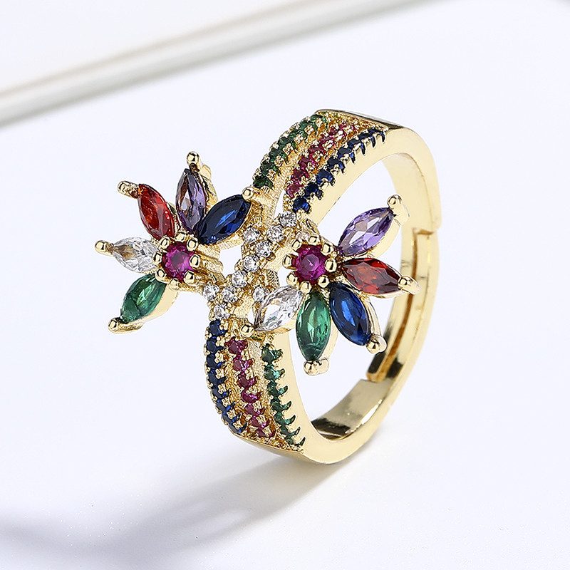 18K Gold-Plated Zircon Sunflower Ring