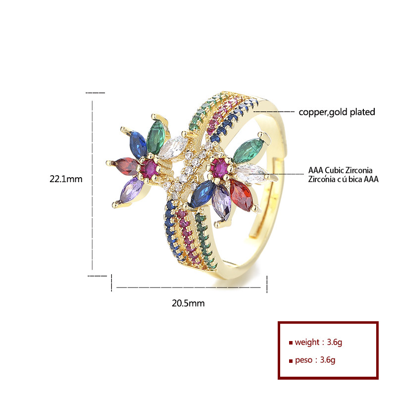 18K Gold-Plated Zircon Sunflower Ring