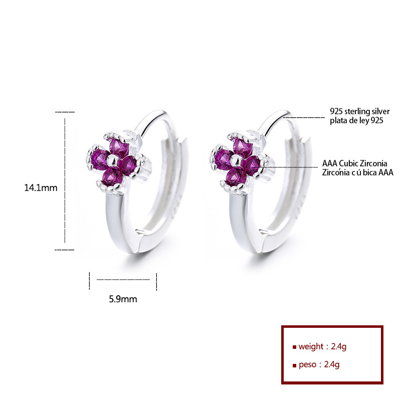 S925 Flower-shaped Zirconia Silver Earrings