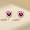 Joyas de moda de alta calidad 925 plata esterlina AAA cubo Zirconia red Heart Nail