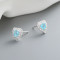 925 Sterling Silver Cubic Zirconia Blue Heart Jewelry Women's Luxury Silver Earrings
