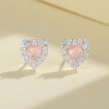 Joyas de moda rosa en forma de corazón zircon plata retro pendientes de plata esterlina para mujeres