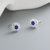 Minimalist Blue Flower Fashion Jewelry For Gifts Zircon Womens Sterling Silver 925 Earrings