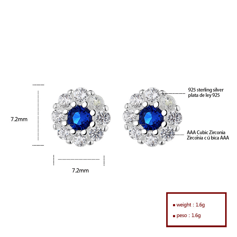 Clavos para oídos femeninos de Zirconia azul