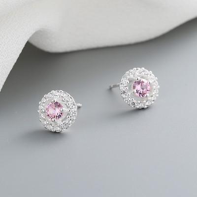 Trendy 925 Sterling Silver Aaa Cubic Zirconia Round Classic Vintage Fashion Jewelry Earrings