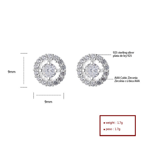 Luxury 925 Sterling Silver Aaa Cubic Zircon For Lady Classic Vintage Fashion Jewelry Stud Earrings