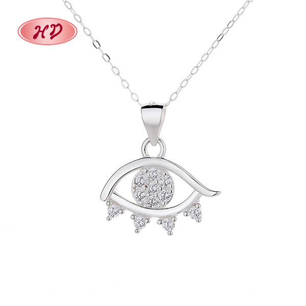 Fashion Aaa Cubic Zirconia Evil Eye Moissanite Zircon Inlay Women Sterling Silver S925 Necklace