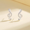 Símbolo musical personalizado de Zirconia cúbica retro Lady 925 sliver pendientes de joyería de moda