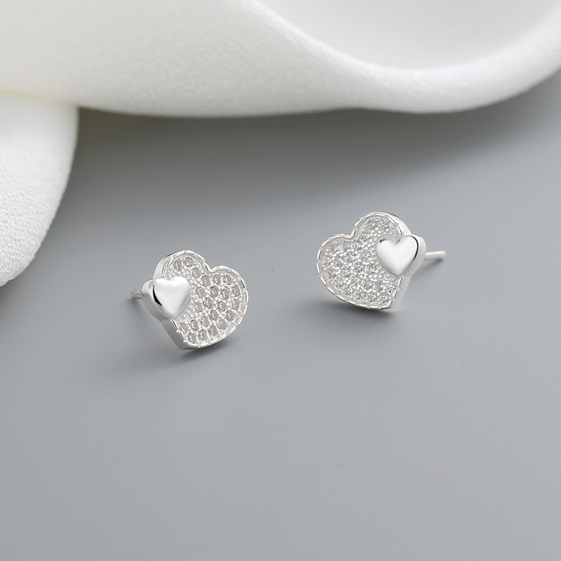 Big Heart with Small Hearts Stud Earrings for Ladies