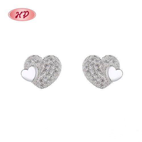 Baja sensibilidad 925 plata esterlina plata joyas de moda pendientes en forma de corazón femenino