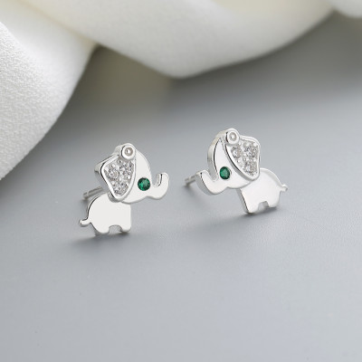 925 Sterling Silver Aaa Cubic Zircon Elephant Animal Vintage Sterling Silver Stud Earrings For Women