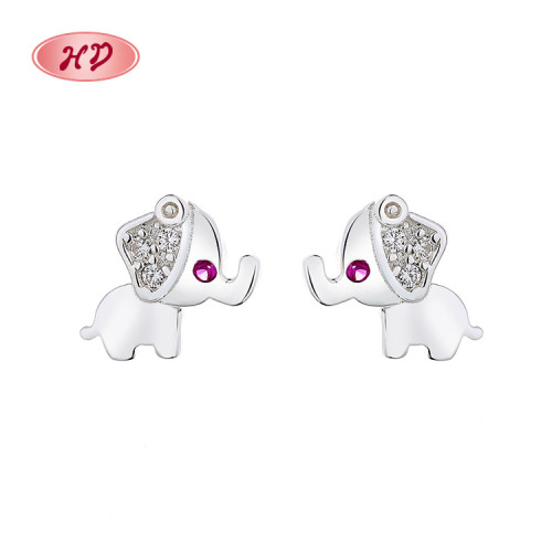 Red Elephant Cute Cubic Zircon 925 Sterling Silver 2024 Latest New Design Stud Earrings