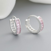 925 Sterling Silver Aaa Cubic Zircon Pink Huggie Earrings Custom Fashion Jewelry Earrings