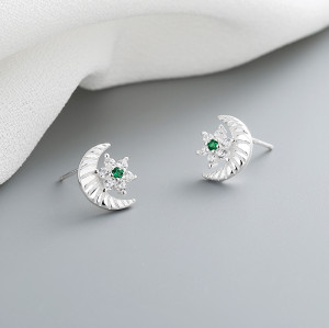 Joyas de moda estrellas verdes y pendientes de joyería de alta gama personalizadas con pendientes de luna